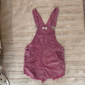 Free People Pink Corduroy Overall Dress